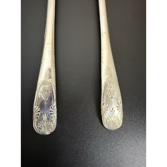 Vintage Silver Plated Serving Spoon And Salad Fork Set Made In Italy 9” Long - Picture 3 of 6